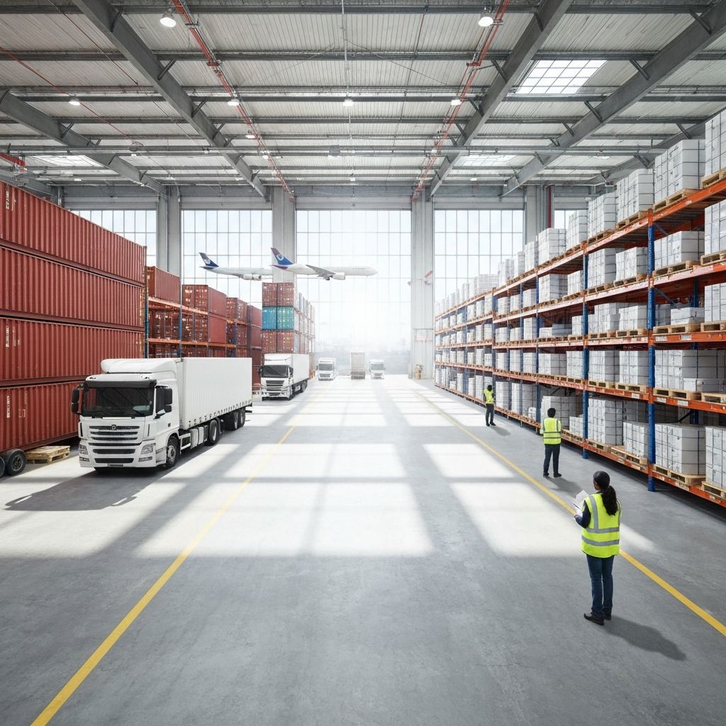 Pro Shipping Logistics multimodal transportation - truck, plane, and cargo ship